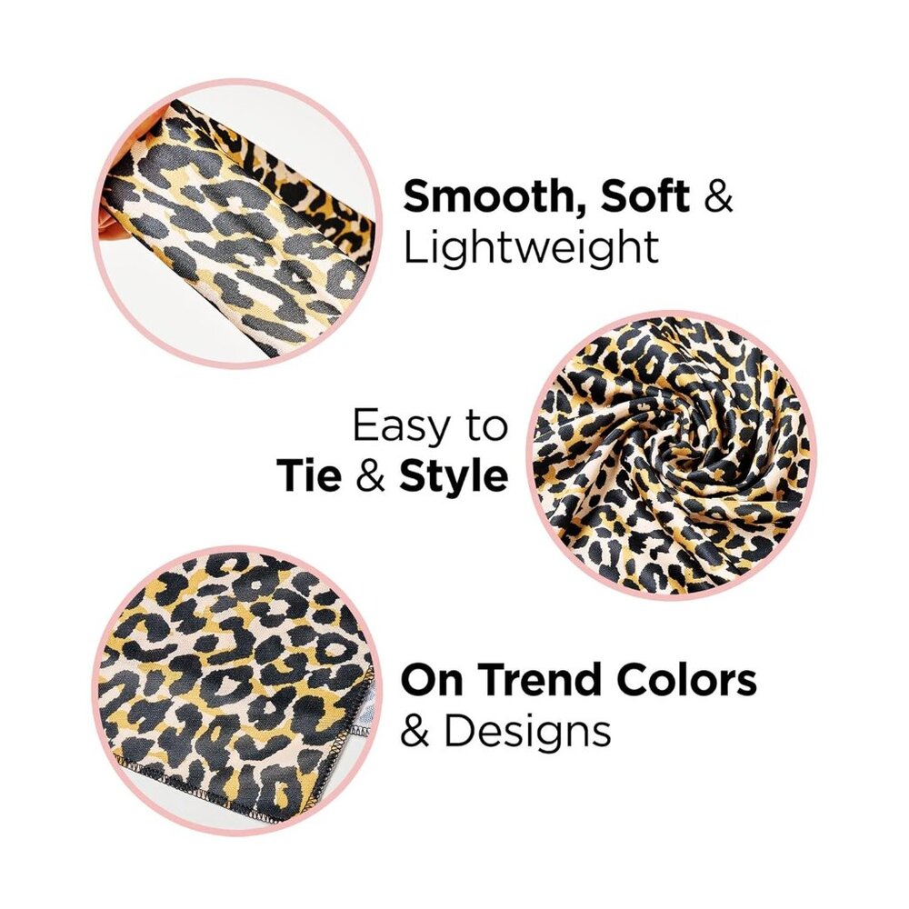 Soft Satin Wrap Scarf - Leopard Print, Multi-Purpose, Soft Premium Scarf For Min - Picture 4 of 7